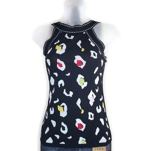 Cache Black Sleeveless Tank Top Cheetah Animal Print Size Small